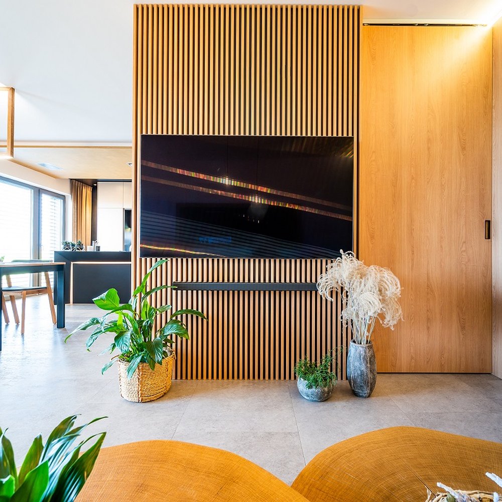 Obývací pokoj s posuvnými dveřmi